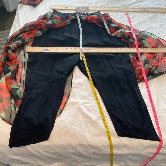 Vintage Sen Shi Chiffon Split Flare Skirt Pants & Jacket Asymmetrical Rare SZ M - Picture 10 of 13